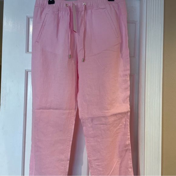 Lilly Pulitzer Taron Linen Pant pink blossom NWT size med - Picture 2 of 6